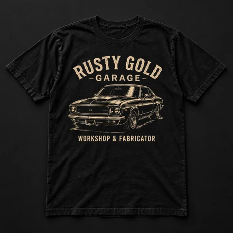 Illustrative Rusty Gold Garage presentation image